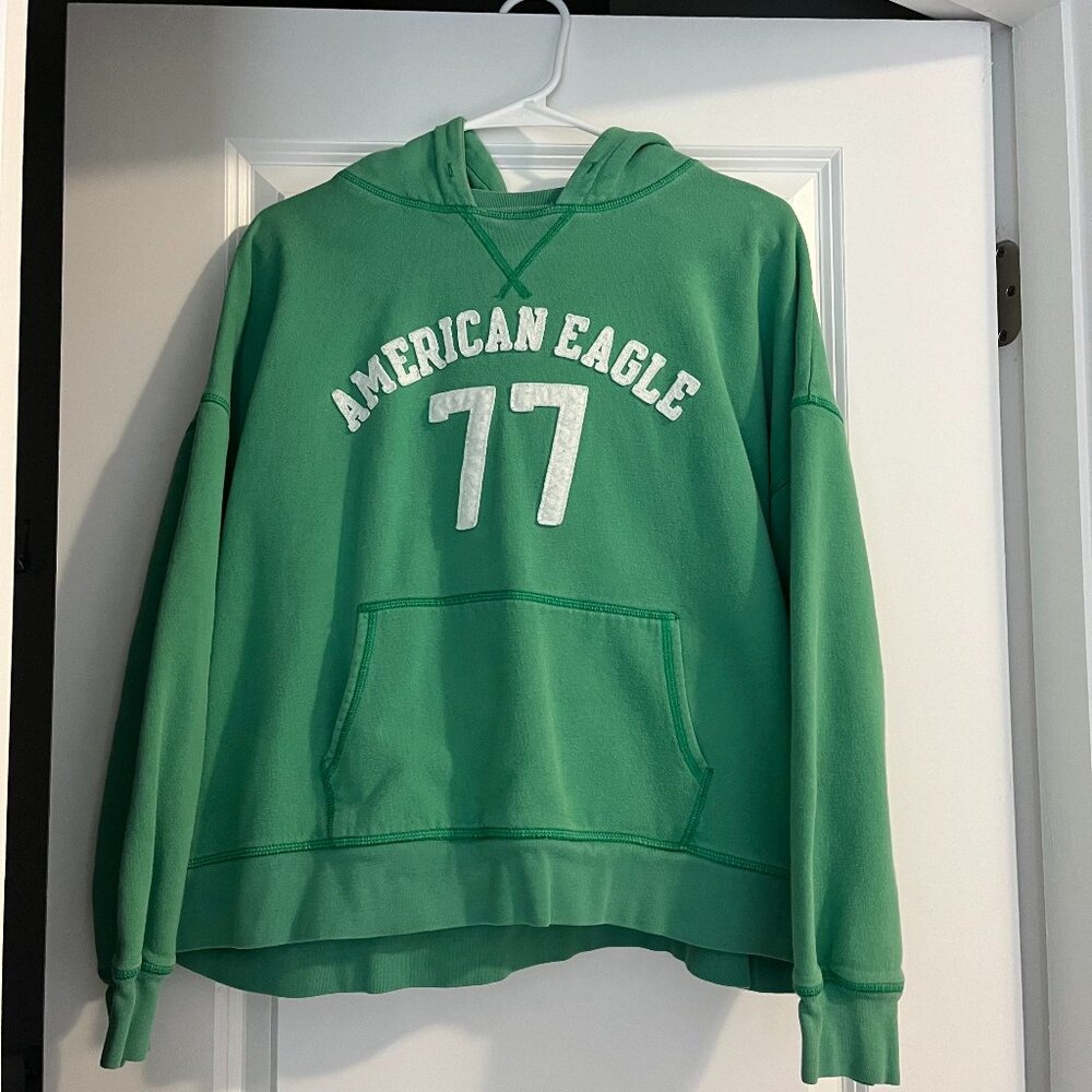 AMERICAN EAGLE OUTFITTERS Vintage 77 Green Hoodie Pullover